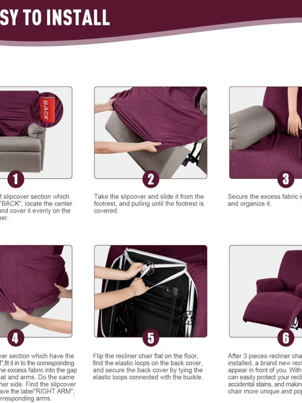 Set 2 burgundy recliner covers NEW